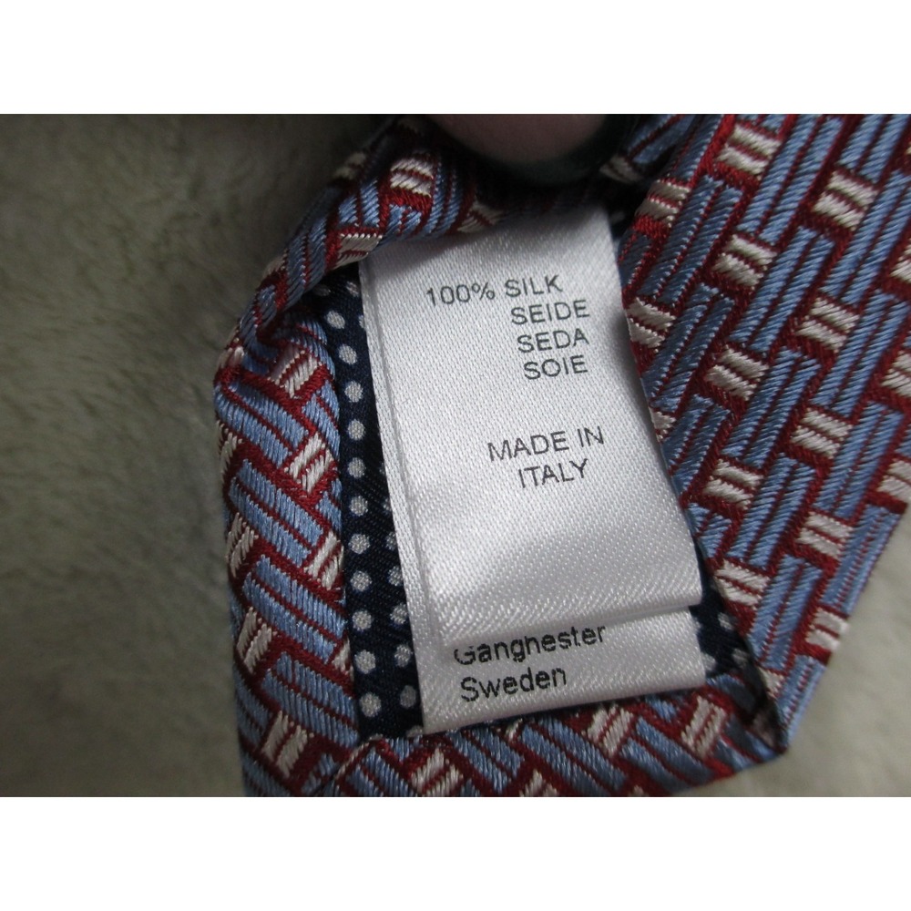 NEW ETON Neck Tie Mens Red Geometric Silk Made In Italy Casual - Picture 8 of 9